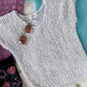 80s Vintage Pastel Marled V-Neck Sweater Vest